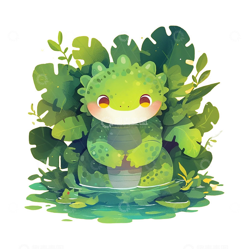 高清大图下载【趣麦麦图】卡通手绘可爱的小恐龙插画3