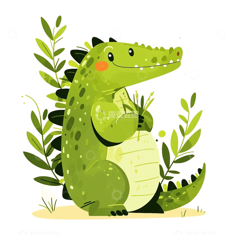 高清大图下载【趣麦麦图】卡通手绘可爱的小恐龙插画8