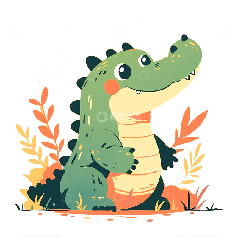 高清大图下载【趣麦麦图】卡通手绘可爱的小恐龙插画6