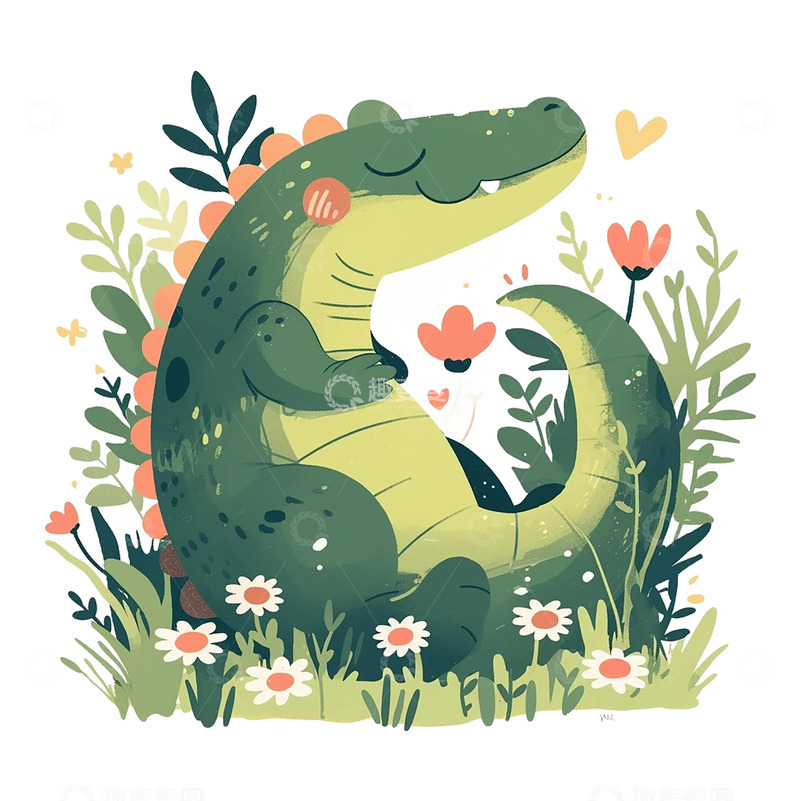 高清大图下载【趣麦麦图】卡通手绘可爱的小恐龙插画16