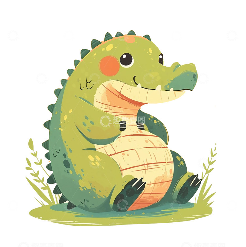 高清大图下载【趣麦麦图】卡通手绘可爱的小恐龙插画15