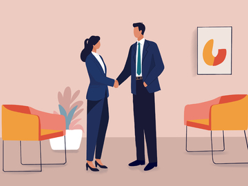 扁平插画办公室握手商业插画