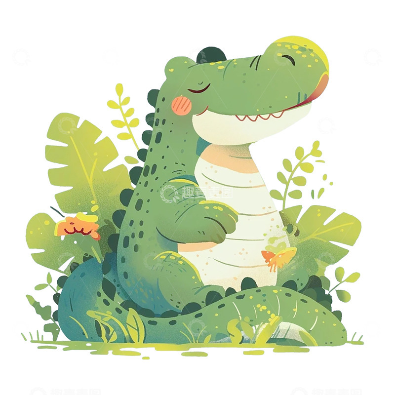 高清大图下载【趣麦麦图】卡通手绘可爱的小恐龙插画4