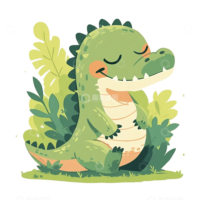 高清大图下载【趣麦麦图】卡通手绘可爱的小恐龙插画5