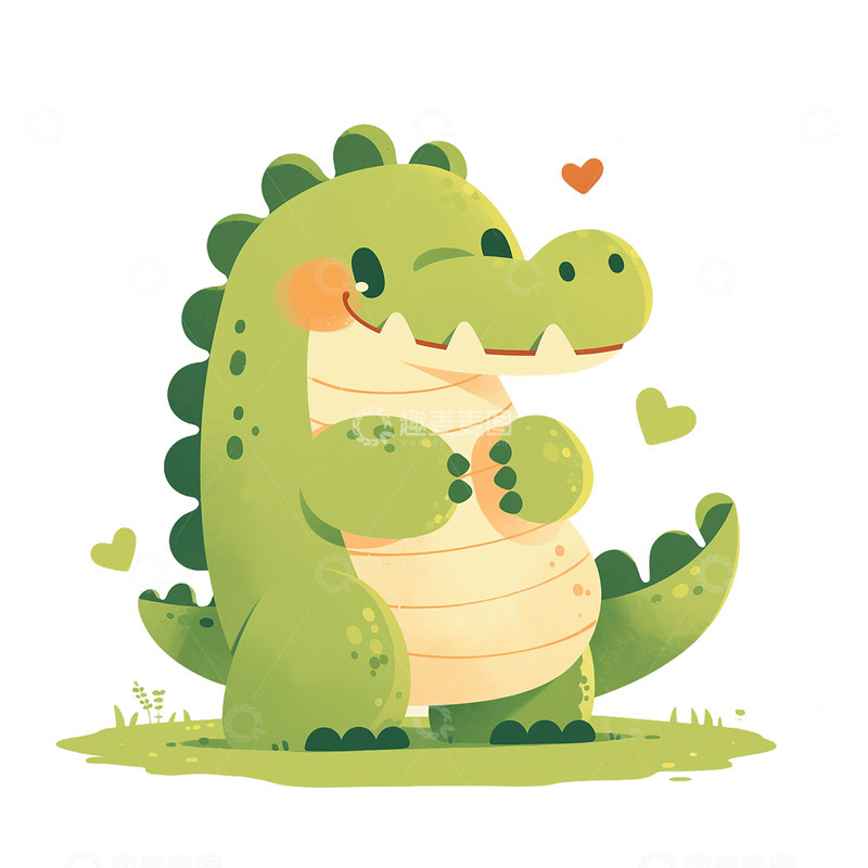 高清大图下载【趣麦麦图】卡通手绘可爱的小恐龙插画7