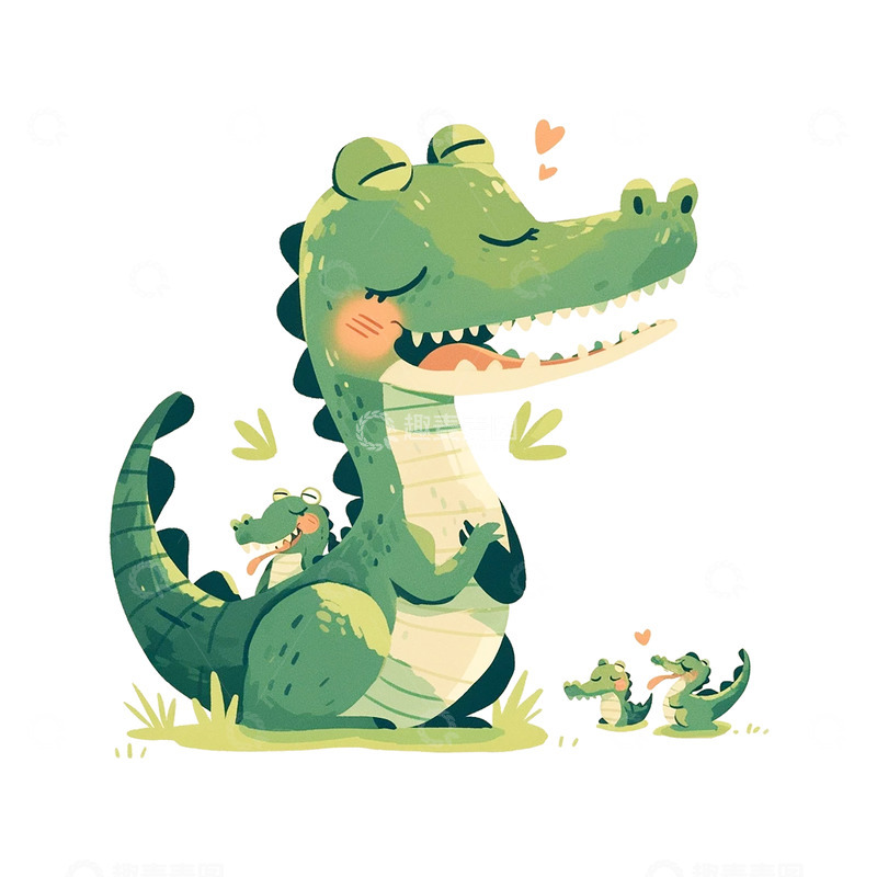 高清大图下载【趣麦麦图】卡通手绘可爱的小恐龙插画1