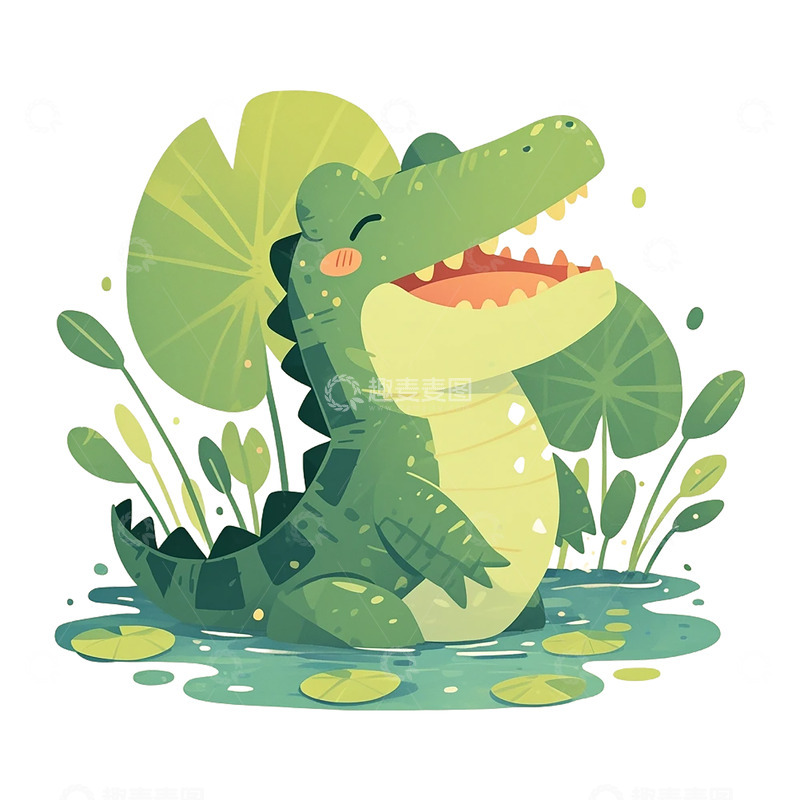 高清大图下载【趣麦麦图】卡通手绘可爱的小恐龙插画18