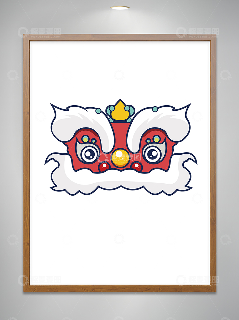 源文件下载【趣麦麦图】-卡通狮子头新年素材