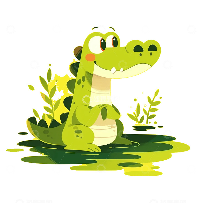 高清大图下载【趣麦麦图】卡通手绘可爱的小恐龙插画2