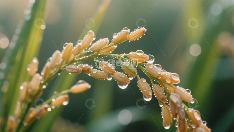 高清大图下载【趣麦麦图】-白露气节稻谷特写