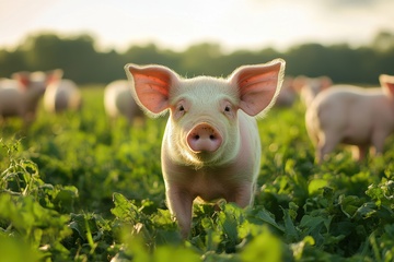 户外的一群家猪