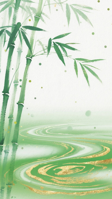 竹林山水图素材绿色
