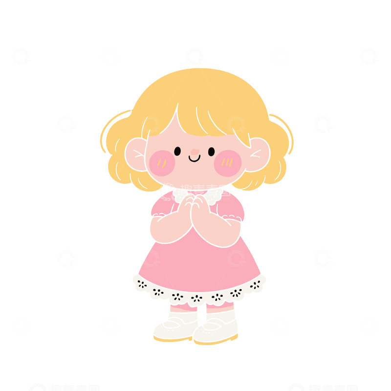 源文件下载【趣麦麦图】祈祷小女孩卡通形象