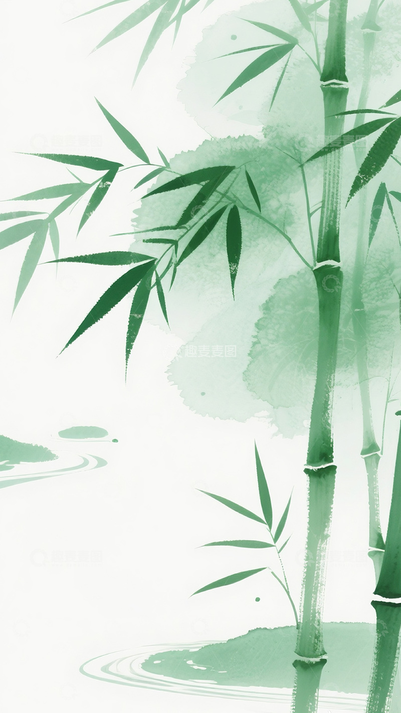 高清大图下载【趣麦麦图】竹林背景图素材绿色