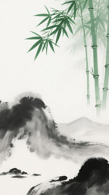 竹林山水背景绿色