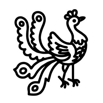 线描孔雀装饰图案形象