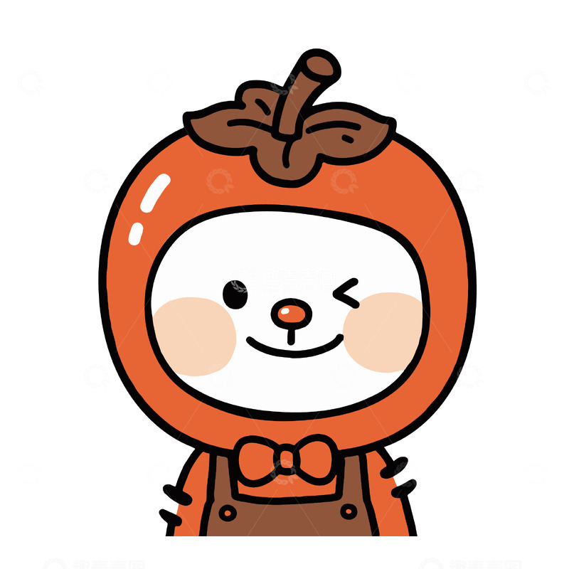 柿子装小动物卡通形象