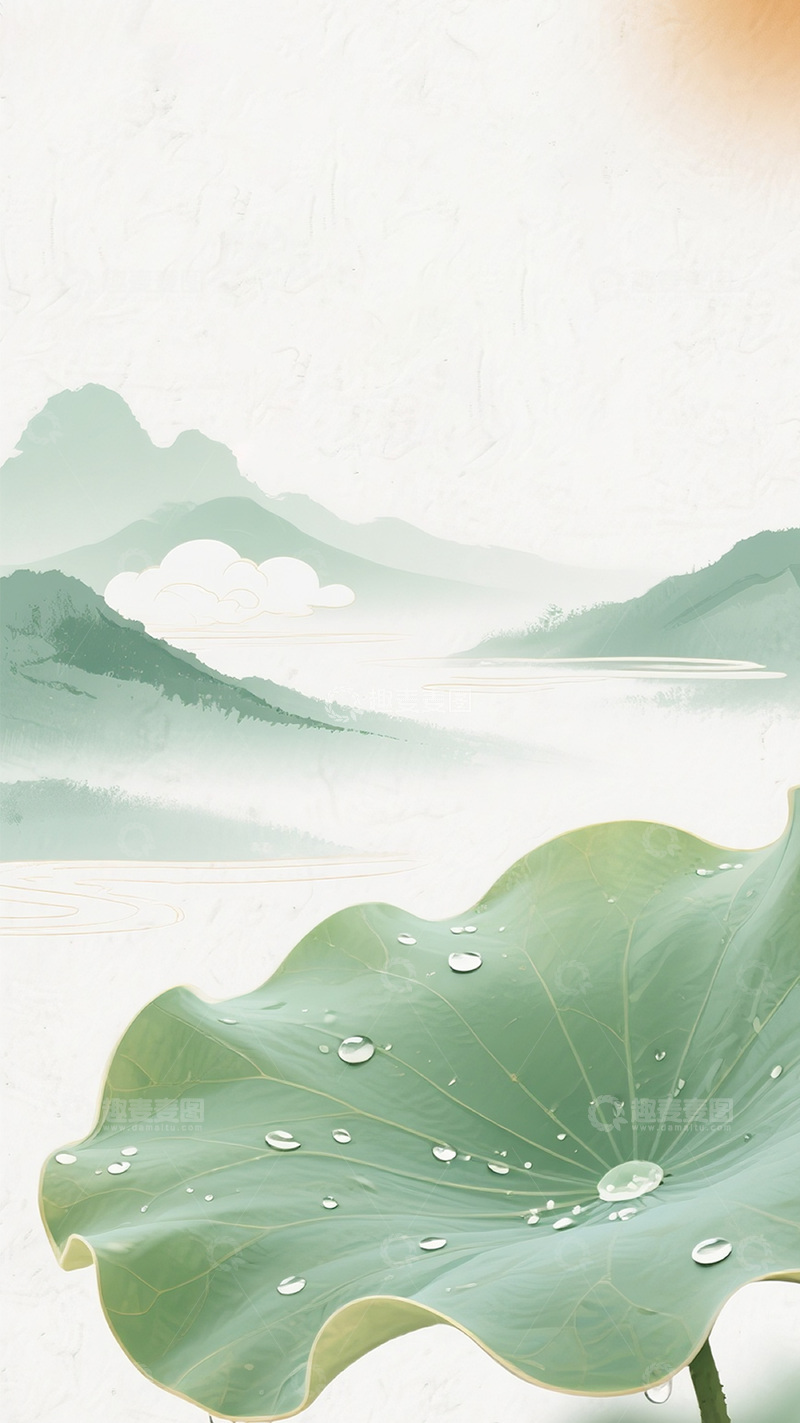 高清大图下载【趣麦麦图】山水水墨绿色