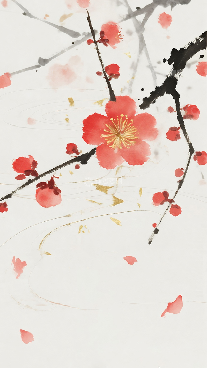 高清大图下载【趣麦麦图】盛开的梅花水墨