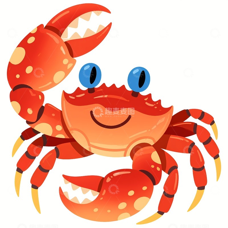 高清大图下载【趣麦麦图】卡通绘画大闸蟹