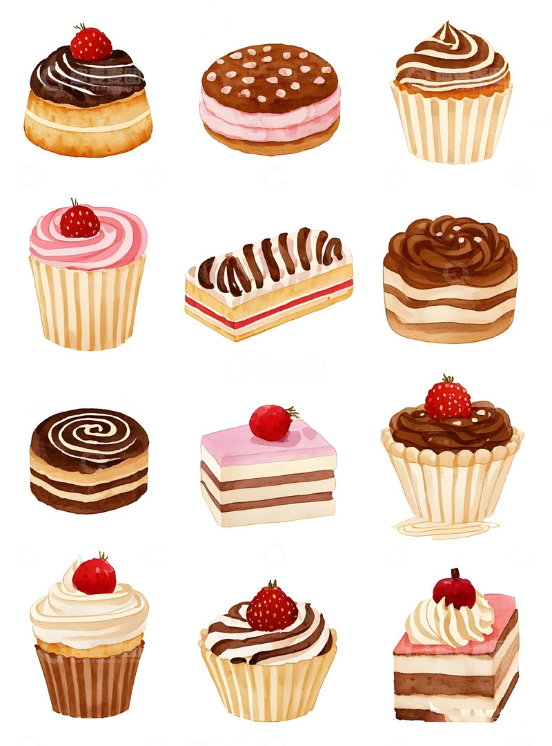 高清大图下载【趣麦麦图】蛋糕甜品卡通插画3