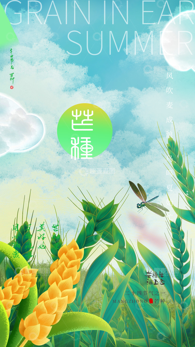 源文件下载【趣麦麦图】传统二十四节气芒种宣传海报
