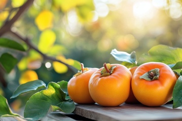 放在桌子上的新鲜柿子