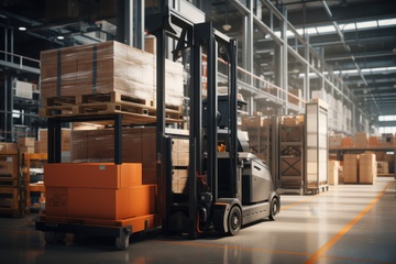 工厂里运输货物的叉车