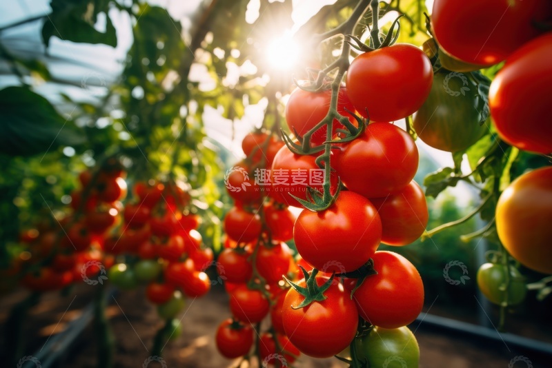 高清大图下载【趣麦麦图】大棚里的西红柿串