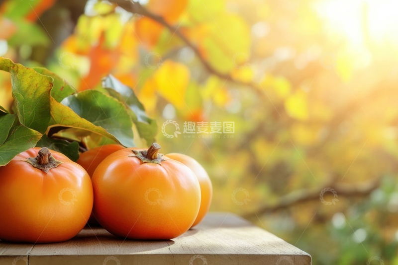 高清大图下载【趣麦麦图】放在桌子上的柿子