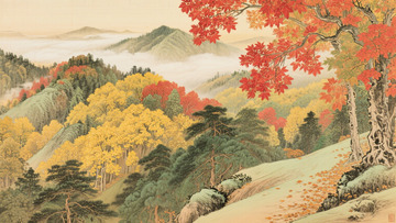 山谷手绘秋季背景