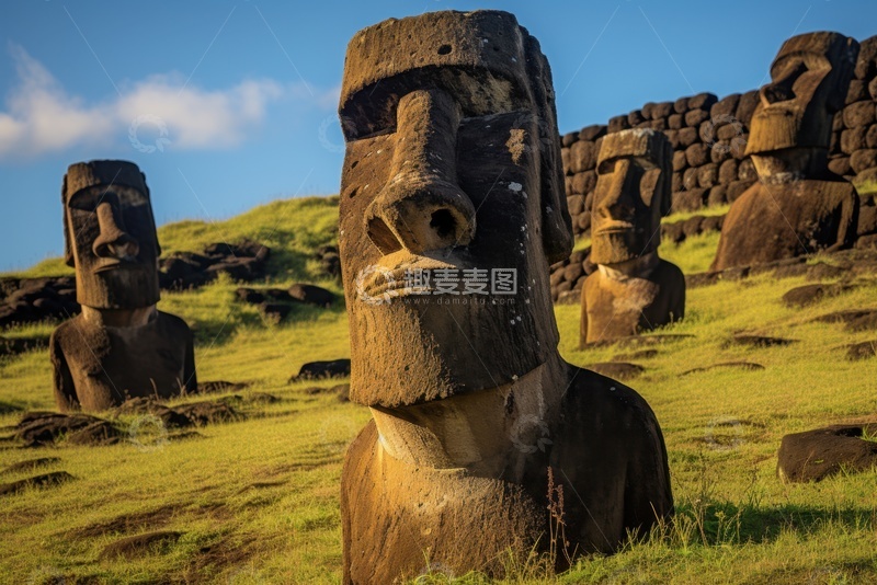 高清大图下载【趣麦麦图】古代大头人石像雕塑