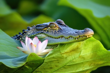 荷塘里的一只鳄鱼