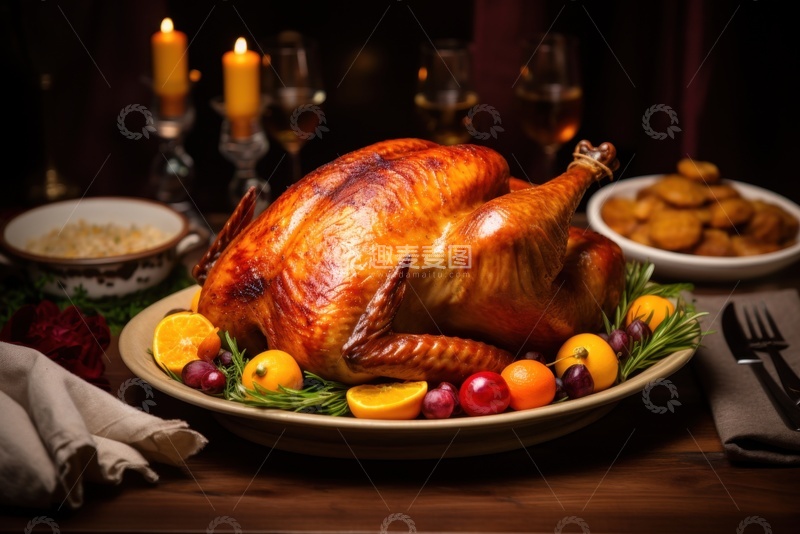 高清大图下载【趣麦麦图】一盘美味的烤鸡美食
