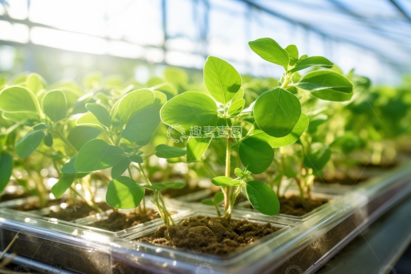 高清大图下载【趣麦麦图】温室里培养的蔬菜苗