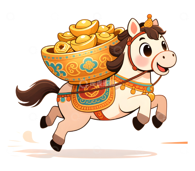 高清大图下载【趣麦麦图】2026马年卡通形象插画