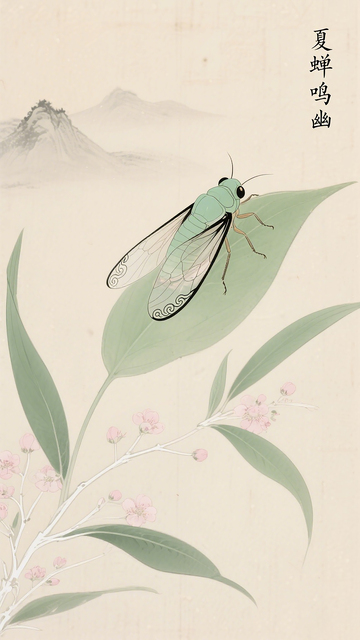 夏蝉古风水墨背景素材装饰背景元素