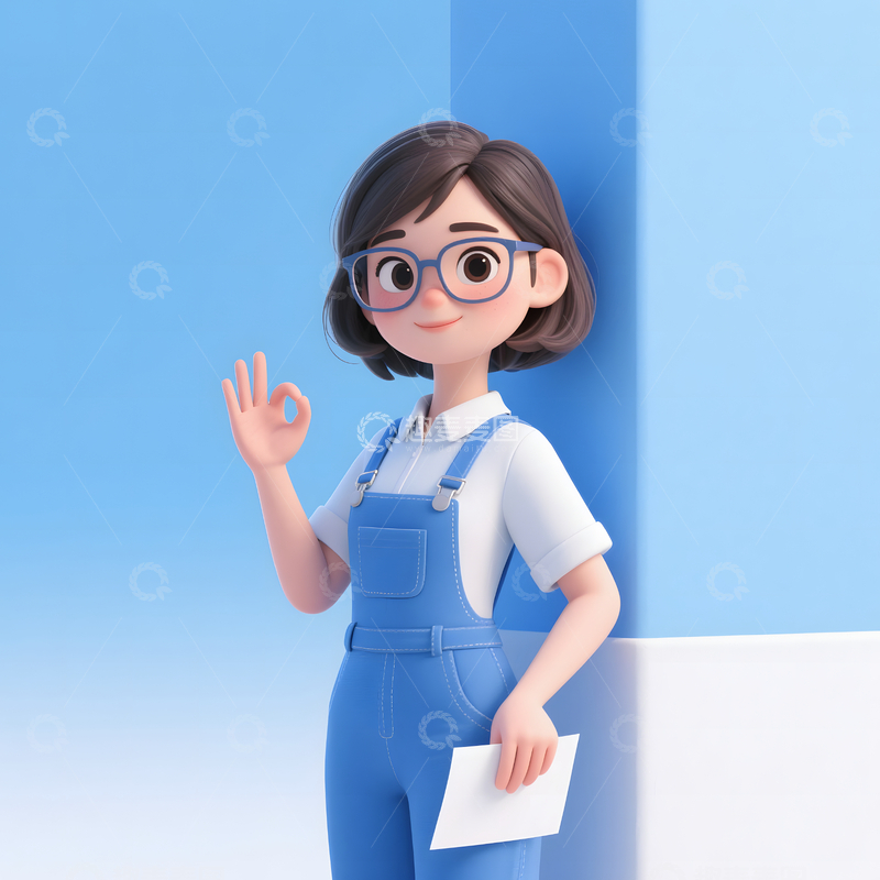 高清大图下载【趣麦麦图】可爱卡通教师老师3D人物插画