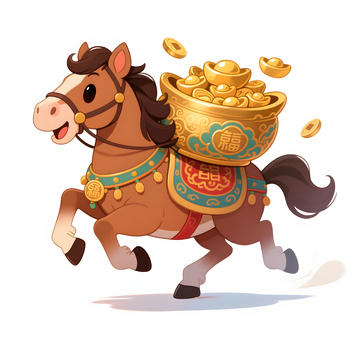 2026年卡通马形象插画