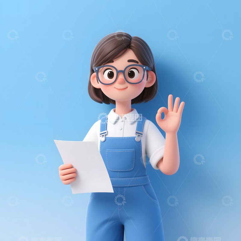 高清大图下载【趣麦麦图】可爱卡通教师3D人物插画