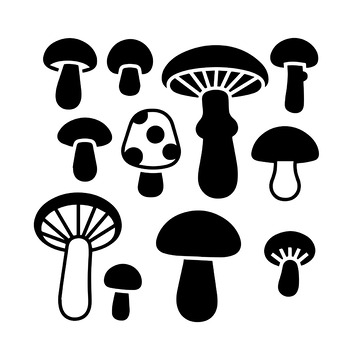 蘑菇剪影图标素材
