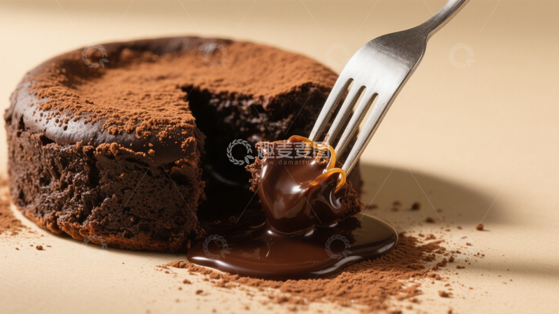 高清大图下载【趣麦麦图】流心巧克力蛋糕美食特写1
