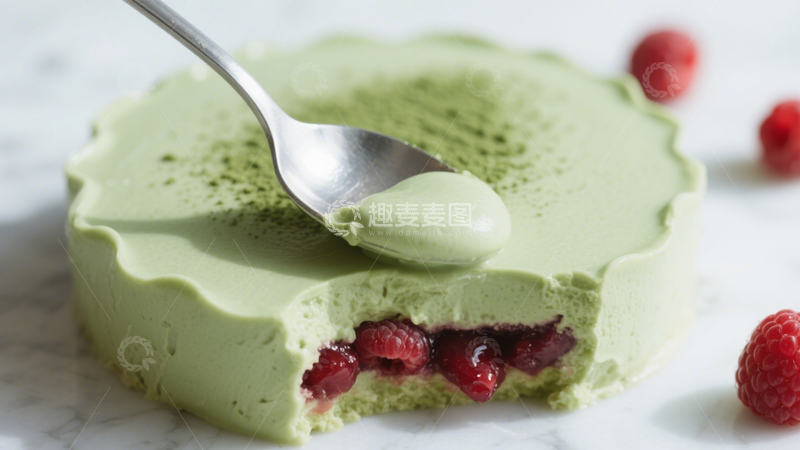 高清大图下载【趣麦麦图】抹茶树莓慕斯美味呈现3