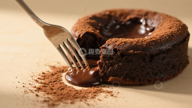 高清大图下载【趣麦麦图】流心巧克力蛋糕美食特写2