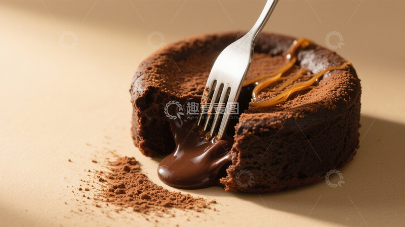 高清大图下载【趣麦麦图】流心巧克力蛋糕美食特写4