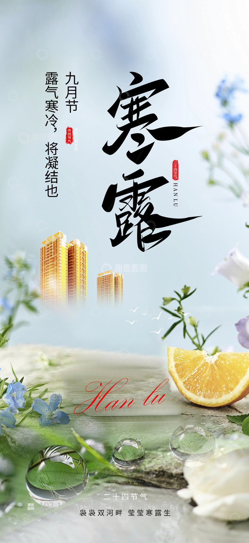 节气清新寒露创意宣传海报