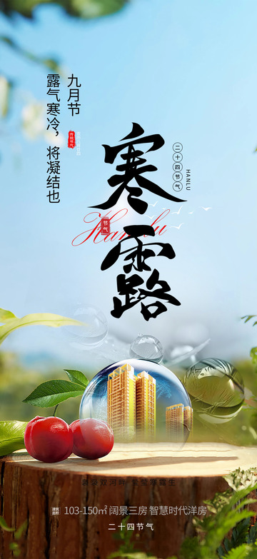 节气寒露创意宣传海报