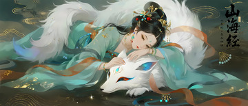 山海经国风插画之九尾狐・青丘仙姬