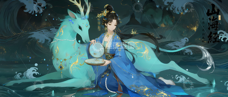 山海经国风插画之夫诸・水韵巫祝