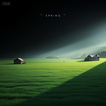 蓝天白云草地森林摄影图05